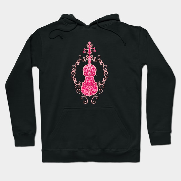 Intricate Pink Tribal Violin Design Hoodie by jeffbartels